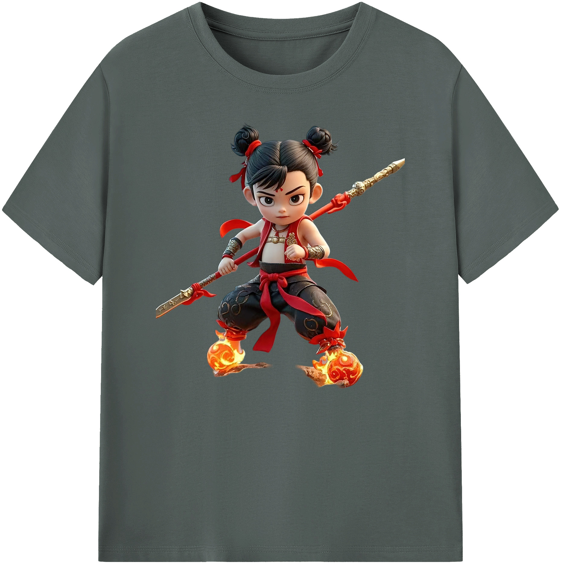 （画像用） Ne Zha 2 ナタ 魔童の大暴れ 綿100％ メンズ半袖Tシャツ｜肌触りやわらか＆通気性